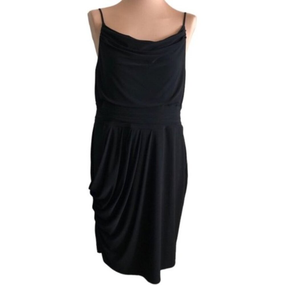 Nine & Co VTG Black Spaghetti Strap Fitted Side Zip Dress Sleeveless Sz.14